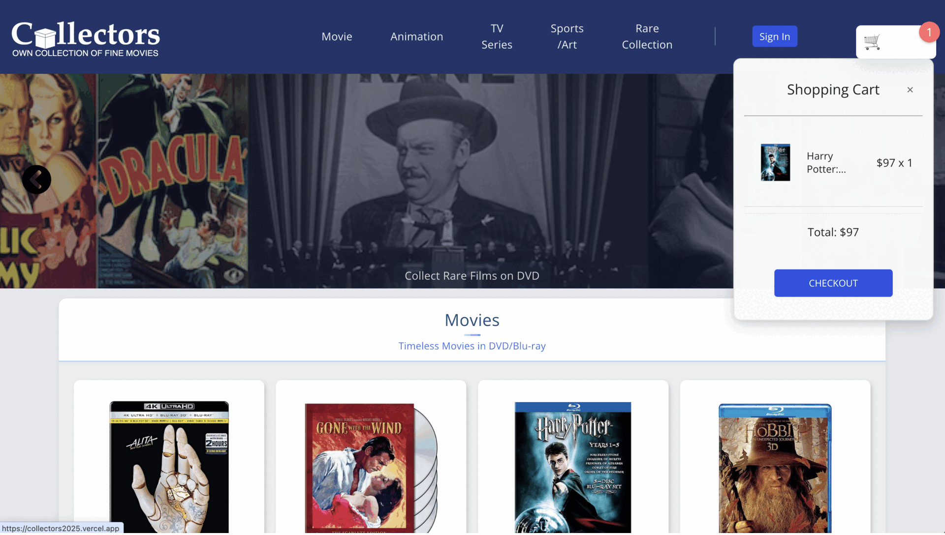 Collectors e-commerce app demo